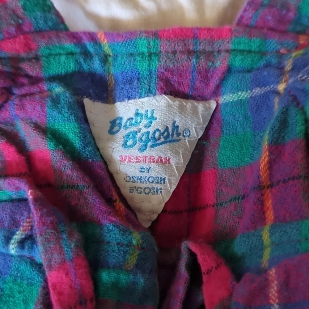 Vintage Baby B'Gosh Plaid Footed Overalls & Matching One Piece Set Size 6-9 M